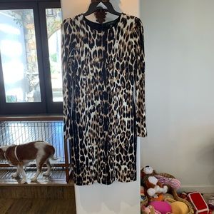 Karen Kane cheetah lined straight dress w back zipper, never worn, perfect